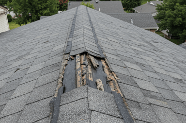 a damaged roof sheathing